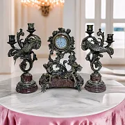Каминные часы «Колибри» с канделябрами — фотография 1