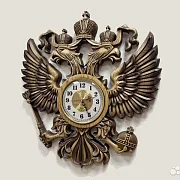Резные часы с гербом РФ из ясеня — фотография 3